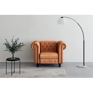 dorel home Chesterfield-Sessel Felix 111 x 83 x 87 cm Braun mit verstellbarer Rückenlehne