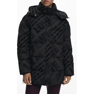 Damenjacke Schwarz mit Abnehmbarer Kapuze und Kontrastdetails - Schwarz