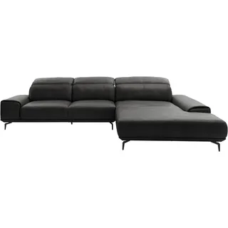 Musterring "MR 2490 Ecksofa mit erstklassigem Sitzkomfort, Long-Life-Leder", schwarz, Sitzhöhe 48cm, wahlweise mit Funktionen, Maße 342x207 cm,