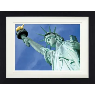 New York Gerahmtes Bild Mit Edlem Passepartout | Wand-Bilder | Im Bilderrahmen - Freiheitsstatue, Independence (30 x 40 cm) - Weiß, Schwarz