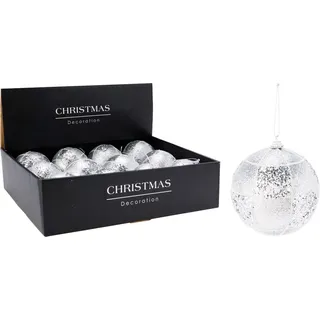 Weihnachtliche Glitzer Weihnachtskugel 10cm Silber