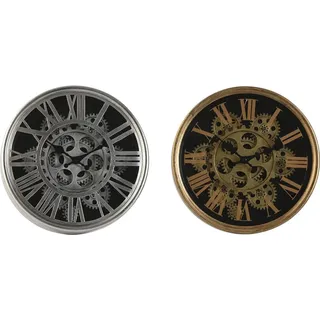 Wanduhr Home ESPRIT Schwarz Gold Silberfarben Metall Kristall 25 x 6,3 x 25 cm (2 Stück)