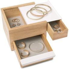 Bild Stowit Mini Schmuckkasten – moderne Schmuck Box mit Geheimfächern für Ringe, Armbänder, Uhren, Halsketten, Ohrringe und Accessoires, Holz