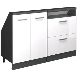 Vicco Küchenschrank FÜR Dachschrägen R-Line Weiß Hochglanz 120 cm 2er Set , Weiß Hochglanz, Anthrazit , Holzwerkstoff , Rechteckig , 120x83.8x46 cm , Küchen, Küchenmöbel, Küchenschränke, Küchenunterschränke