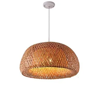 MODEBHD Korblampen, Kronleuchter, Deckenlampen, Bambus-Hängelampen für drinnen und draußen, Retro-Lampen, Bauernhaus-Pendelleuchten, Korb- und Rattan-gewebte Lampen für Arbeitszimmer, Wohnzimmer und S