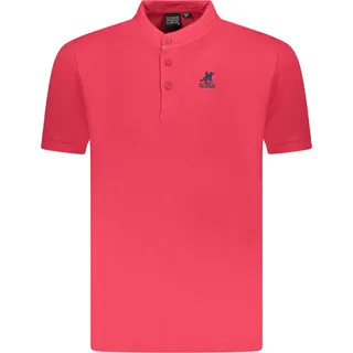 Stylishes Herren Kurzarm-Poloshirt in Rot mit Stehkragen & Stickerei, Größe: L Farbe: Rosso