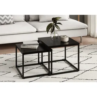 home collective Couchtisch 2er Set aus Holz, Wohnzimmertisch Modern, Quadratisch in Schwarz, für Wohnzimmer - Schwarz