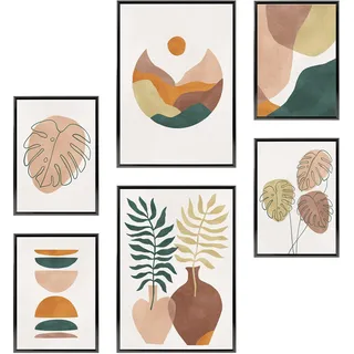 Heimlich – Poster-Set – 2 A3 / 30 x 42 cm + 4 A4 / 21 x 30 cm – Premium-Poster – ungerahmte Drucke – moderner Stil – Monstera Palms Abstract