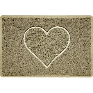 Nicoman Herz Geprägt Fußmatte-(Geeignet für Innen- und Schützen Außen), Klein (60x40cm), Beige