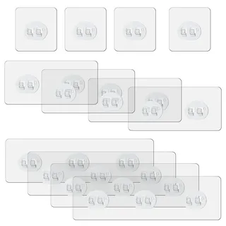WLLHYF 12 Stück Dusch-Klebehaken, Dusch-Caddy Kleber Ersatz Transparent Starke Hakenleiste Wasserdicht Kein Bohren Organizer für Seifenhalter Küchenregale