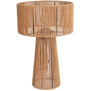 SIMBU HS natürliche dekorative Tischlampe im Boho-Stil 1xE27 Wohnzimmer Rattan Esstisch Esszimmer Lampe Farbe: Natur (Ø28cm)