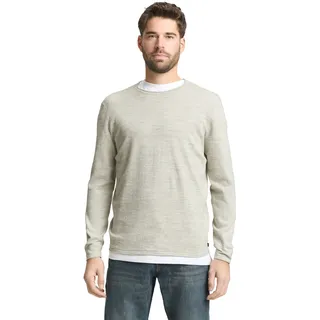 Rundhalspullover TOM TAILOR, Herren, Gr. M, olive multicolor space dye, Strick, Obermaterial: 60% Baumwolle, 40% Polyester, unifarben, regular fit normal, Rundhals, gerader Abschluss, Pullover Rundhalspullover, mit Rundhalsausschnitt