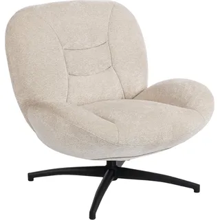 HOMCOM Sessel, 360° Drehbar Loungesessel mit Breiter Sitzfläche, Integrierter Armlehne, dicker Polsterung, Gepolstert Relaxsessel aus Chenille, mit gekreuzten Stahlbeinen, für Wohnzimmer, Cremeweiß - Weiß