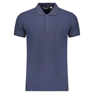 Herren Kurzarm-Poloshirt Blau mit Stickerei und 3 Knöpfen - Blau