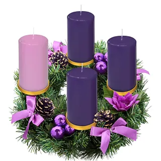 Lila Schleife Adventskranz Ring Kerzenhalter für Stumpen Adventskerzen - Große Größe - Weihnachten Adventskränze Kerzenständer - Adventskerzendekor - Adventsgeschenke