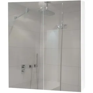 Mendler Spiegelschrank HWC-B19b, Badschrank Hängeschrank, 2 Regalböden hochglanz FSC®-zertifiziert 70x60x16c