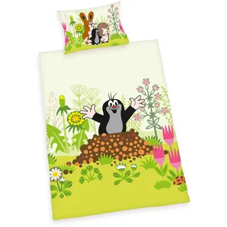 Herding DER kleine MAULWURF Kleinkinder-Bettwäsche-Set, Wendemotiv, Bettbezug 100 x 135 cm, Kopfkissenbezug 40 x 60 cm, Baumwolle/Renforcé, Bunt
