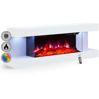Elektro-Wandkamin BALDERIA Lumina – Heizung bis 1800 W, 3D-Flammeneffekt, weiss - Weiß