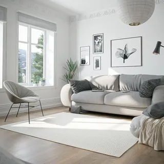 OTTO home Woolscape 1 Wendeteppich 160 x 160 cm Beige/Weiß