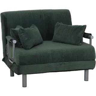 MCW Schlafsessel K29 Cord 105 x 80 x 190 cm Grün mit Kissen