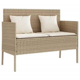vidaXL Gartenbank mit Kissen Beige Poly Rattan - Beige