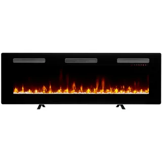 Dimplex Sierra Optiflame TV Medien Wand Kamin, 60′′/152,4 cm, Wandmontage, Wandeinbau oder freistehend mit Standfüßen, 7 Flammenfarben, 3 verschiedene Dekorationen, Cool-Touch-Glas, 1,6 kW HeizLüfter - Schwarz