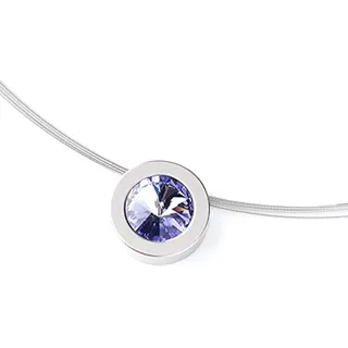 TIABELLE – Collier LARA aus Titan mit funkelndem Swarovski® Kristall – Silberfarbene Kette für Damen – allergenfrei & hautverträglich – Handmade in Germany (L=45cm | 15,9mm ø | Tanzanite)