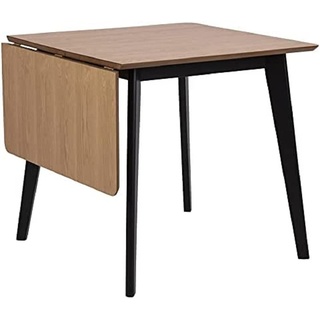 AC Design Furniture Roxanne Esstisch schwarz für 4 Personen, Ausziehbarer Küchentisch Wildeiche und Schwarz, Moderner Retro Stil für Esszimmer, Esstisch Eckig, B: 80 x T: 80 x H: 76 cm