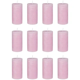 Butlers Stumpenkerze (12er-Set) Rustic Ø6,8 x 13 cm , Rosa , Paraffin , 7x13x7 cm , Dekoration, Kerzen & Kerzenhalter