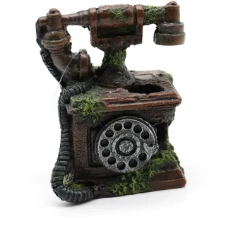 Amtra Deko Telefon Vintage - Dekoration Aquarium Süßwasser und Meerwasser aus Harz, für Aquarien und Fischbecken, ungiftig, 12 x 6,5 x 12,5 cm