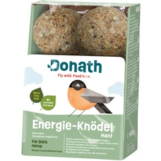 Donath Energie-Knödel Hanf ohne Netz - Meisenknödel ohne Netz -100g je Knödel - mit einer Extraportion Hanfsamen - Ganzjahres Wildvogelfutter - aus unserer Manufaktur in Süddeutschland - 6er Karton