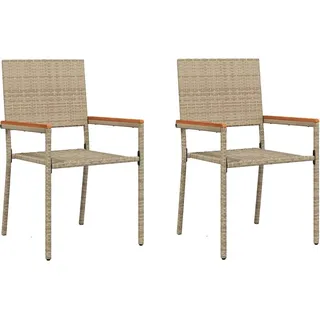 vidaXL Garten Stapelstühle 2 pcs Creme und Braun - Beige