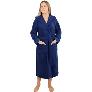 andas Damenbademantel »»Livia««, (1 St.), gemusterter Bordüre, langer Bademantel Damen, 100% Baumwolle, XS-2XL, blau