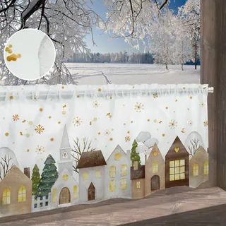 Scheibengardine OTTO HOME "Noel" Gr. 5, grau (weiß, neutral), B:120cm H:60cm, Polyester, Polyester, Gardinen, Scheibengardine