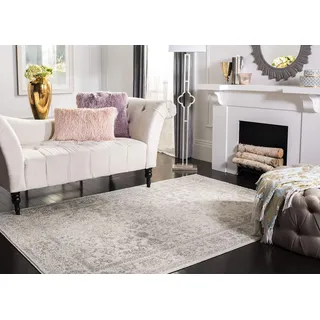Safavieh Teppich 155 x 229 cm - Adirondack Collection - Transitional Design, Elfenbein & Silber, Pflegeleichte Synthetikmischung, Ideal für Wohnzimmer, Schlafzimmer, Büro