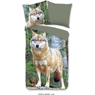 Good Morning Bettwäsche Wolf - 135x200 cm - 100% Baumwolle - Bunt