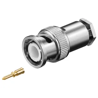 goobay BNC-Stecker mit Schraubanschluss, Audio Stecker, Silber