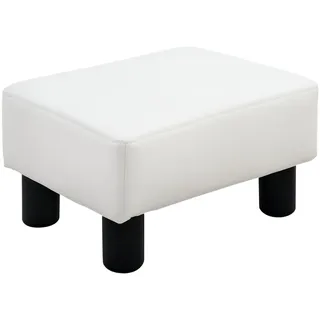 Homcom Sitzhocker Hocker mit Kunstleder Moderner Fußhocker Kunstlederhocker Ottomane für Schlafzimmer, Wohnzimmer, Weiß