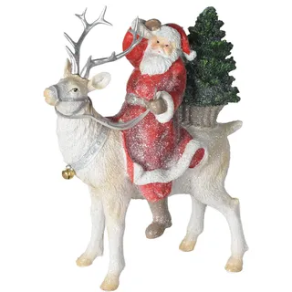 Weihnachtsmann auf Rentier Figur Nikolaus Dekofigur Santa Claus Weihnachtsfigur