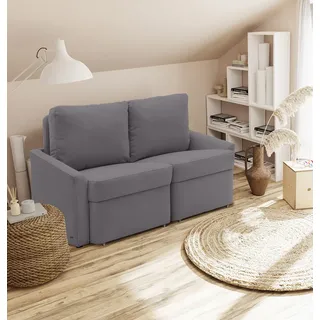 DOMO. collection Sofa Relax, 2-Sitzer Dauerschläfer, Boxspring Couch mit Schlaffunktion, Schlafsessel, Gästebett, Schlafsofa 168 x 96 x 86 cm (BxTxH), grau