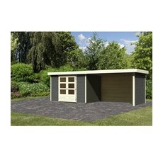 KARIBU Gartenhaus »Askola«, Holz, BxHxT: 557 x 211 x 217 cm (Außenmaße inkl. Dachüberstand) - grau