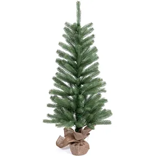 Künstlicher Weihnachtsbaum IC WINTERWORLD "Tannenbaum, künstlicher Christbaum", grün (grün, natur), H:120cm Ø:58cm, Kunststoff, Weihnachtsbäume, Künstlicher Weihnachtsbaum, Weihnachtsdeko mit Jutebeutel um den Betonfuß