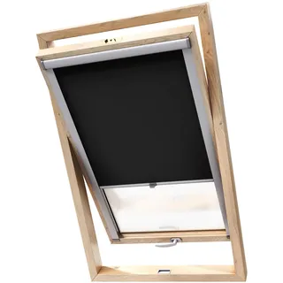 Stylo Verdunkelungsrollo für Dachfenster – für FAKRO-Fenster - 100% Verdunkelung - Aluminium für FAKRO-Fenster – Thermoisolierung – Mechanismus – Sonnenschutz FAKRO 78/140 Schwarz