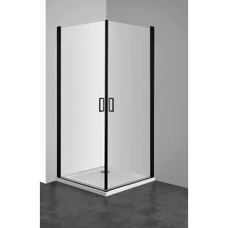 WELLTIME Florenz 2.2 Black Eckdusche mit Drehtür 90 x 190 cm schwarz Sicherheitsglas