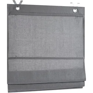 Kutti Raffrollo »Metis« mit Hakenaufhängung ohne Bohren einfarbig, blickdicht, 100% Leinen, mit Edelstahlhaken, pflegeleicht, grau