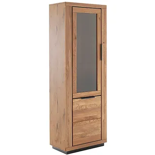 Vitrine MCA LIVING "GRENO Vitrine Links/Rechts", beige (naturfarben), B:72cm H:200cm T:40cm, Holzwerkstoff, Massivholz, Schränke, Vitrine, universell rechts oder links