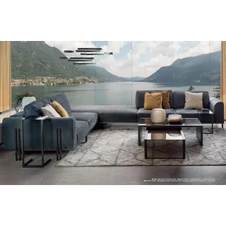 Wohnzimmermöbel L Form Sofa für Wohnzimmer Couchtisch Massivholzsofa Design 2tlg - Blau