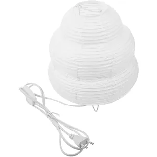 HOMSFOU Papierlaternenlampe E14 Basis Für Schlafzimmer Kinderzimmer Tischlampe Aus Premium Reispapier Sanftes Warmes Licht Für Gemütliche Dekoration Und Nachtbeleuchtung