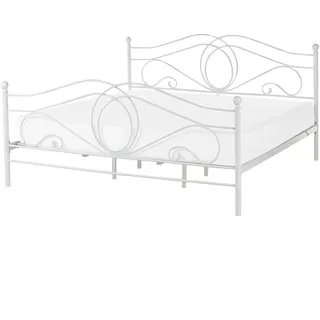 Beliani Metallbett 180/200cm Weiß Lyra , Metall , 180x200 cm , Schlafzimmer, Betten, Metallbetten