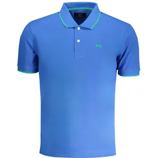 Kurzarm Poloshirt Regular Fit Kontrastdetails Logo Stickerei : Größe - L Größe: L - Blau